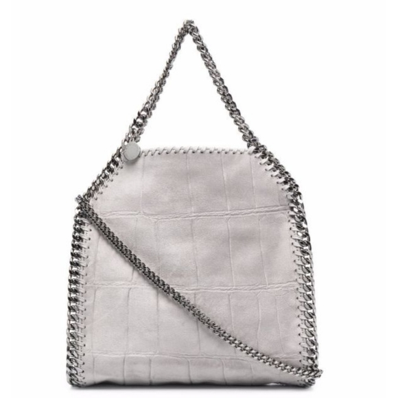 Stella McCartney Falabella Croc-Embossed Shoulder Bag Grey - Picture 2 of 13